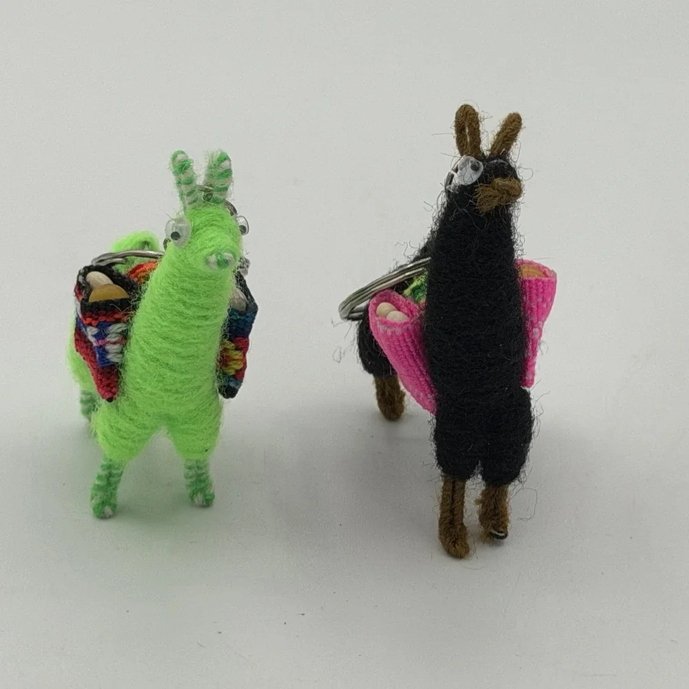 2-PACK Llama Alpaca Key Rings Artisan Made for Ecuador, Chile